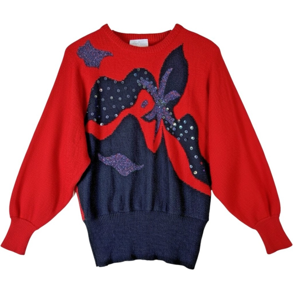 VintageVintage Regency Collection for Joyce Red Sequin Abstract Sweater Womens M